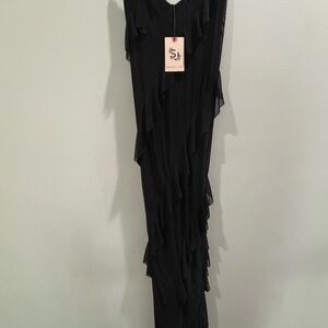 Sincerely Jules Black Maxi Dress with Ruffles